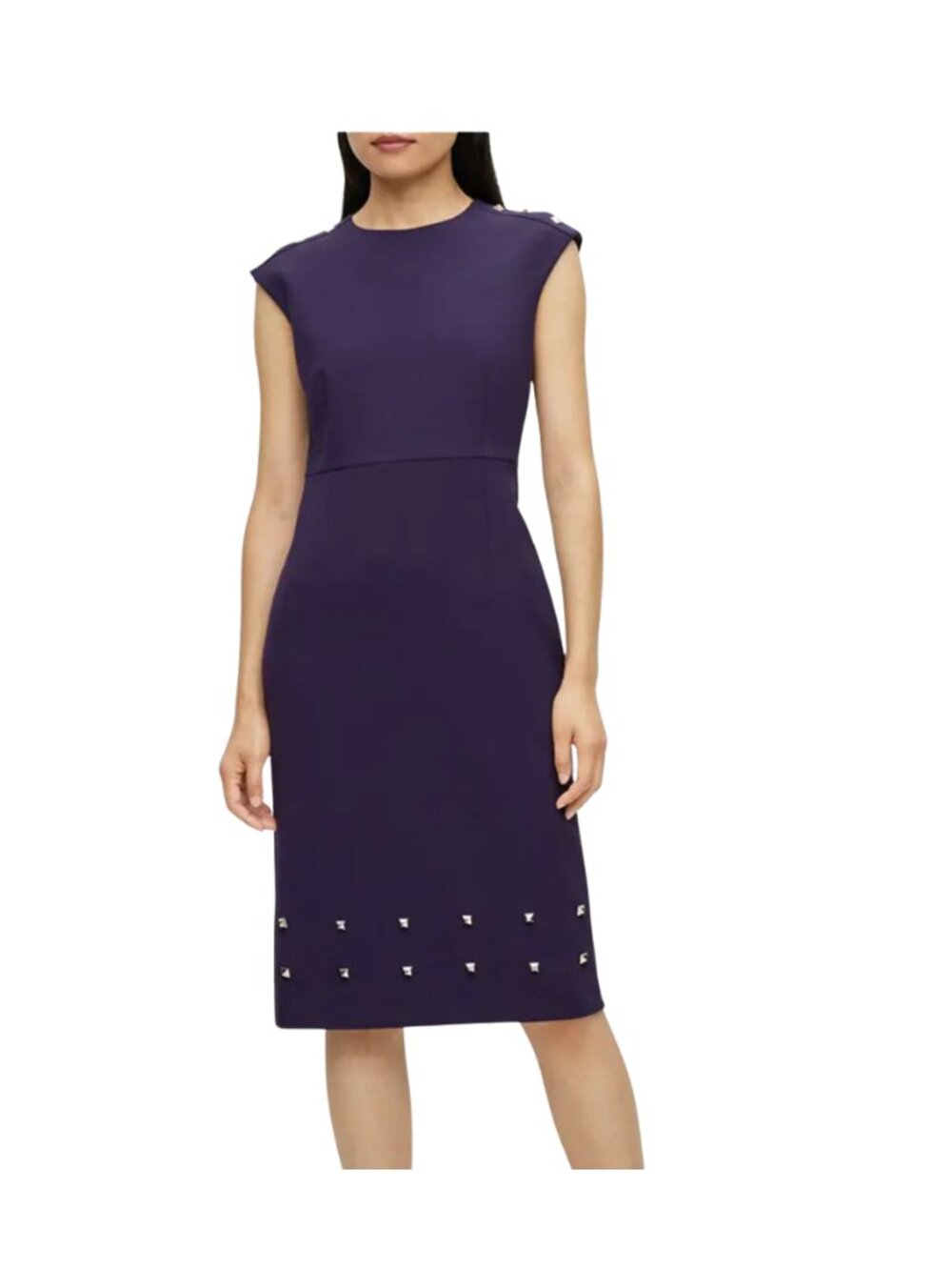 Hugo Boss Devoka Purple Studded Sheath Dress